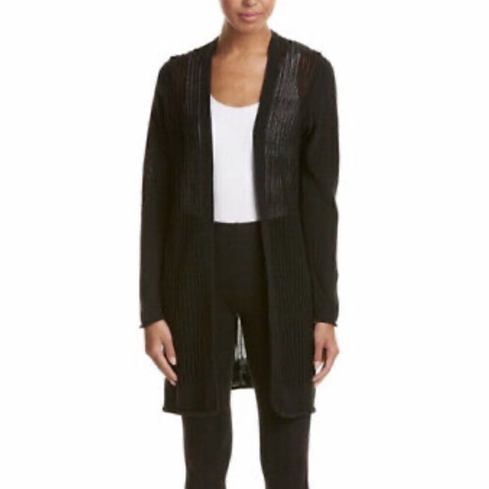 Derek Lam IOC Athleta Black Park Avenue Weave Knit Long Cardigan $148 MSRP sz S